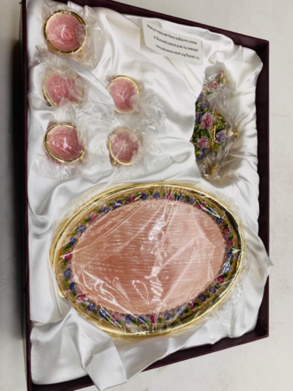 Photo 3 of 278737… 6” impulse jeweled and crystal enamel hinged trinket box in satin lined box 