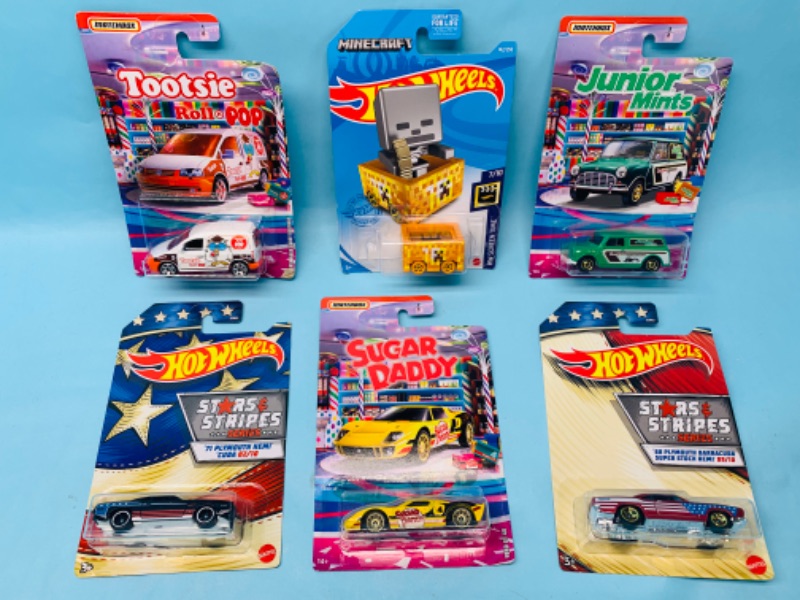 Photo 1 of 278742…6 matchbox/hot wheels die cast specialty cars in original packages 
