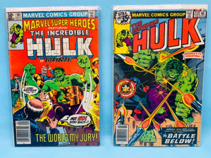 Photo 1 of 278777…2 vintage incredible hulk comics in plastic sleeves