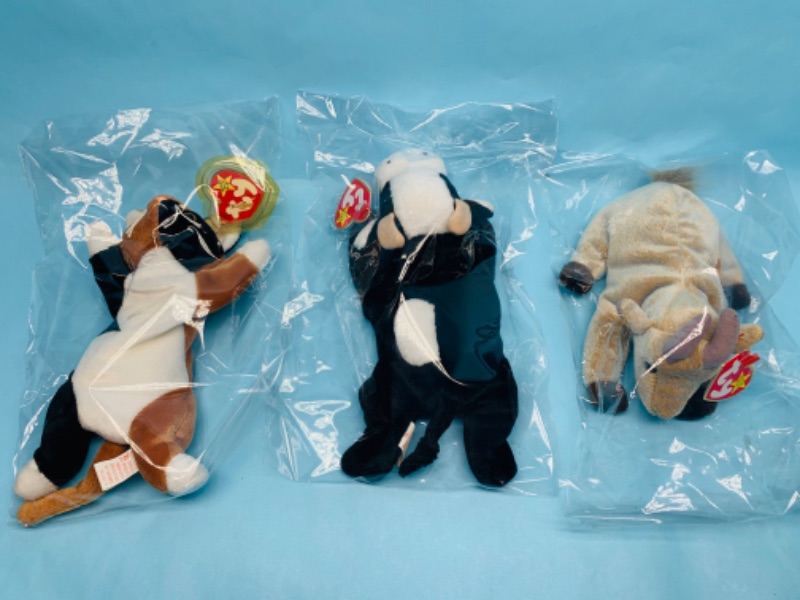 Photo 1 of 278782…3 ty beanie babies in plastic bags 