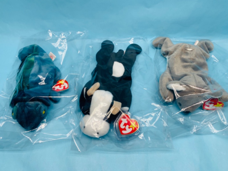 Photo 1 of 278785…3 ty beanie babies in plastic bags 