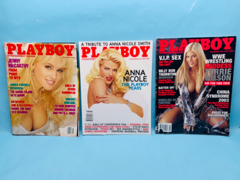 Photo 1 of 278801…adults only- 3 playboy magazines all with damage 
