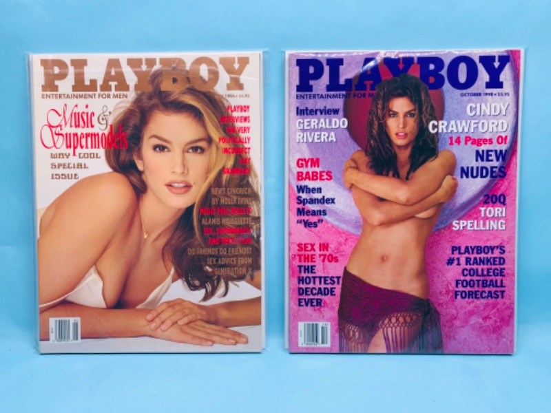 Photo 1 of 278809…adults only- 2  Cindy Crawford Playboys in plastic sleeves 