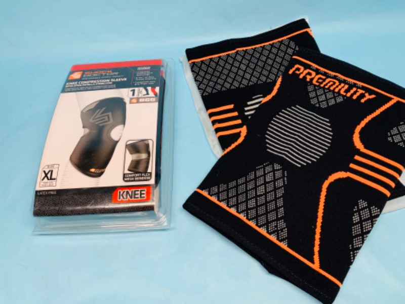 Photo 1 of 278851…two xl knee sleeves and xl knee compression sleeve in packages 