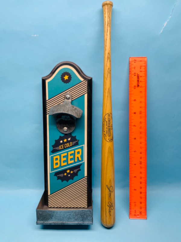 Photo 1 of 278852…beer bottle opener and mini Jim Rice baseball bat 