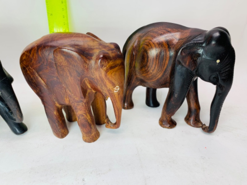 Photo 2 of 278860…3 vintage wood carved elephants 