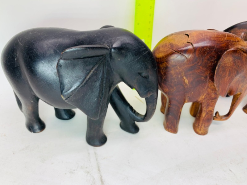 Photo 3 of 278860…3 vintage wood carved elephants 