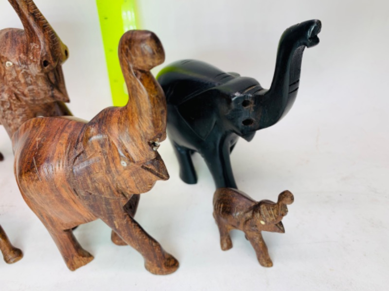 Photo 2 of 278862…5 vintage wood carved elephants 