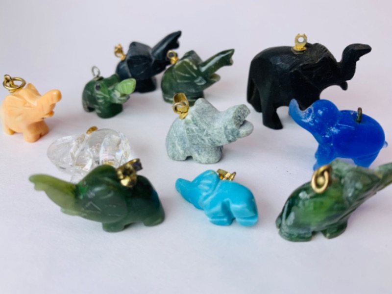 Photo 1 of 278864…11 vintage small carved elephant necklace pendants 