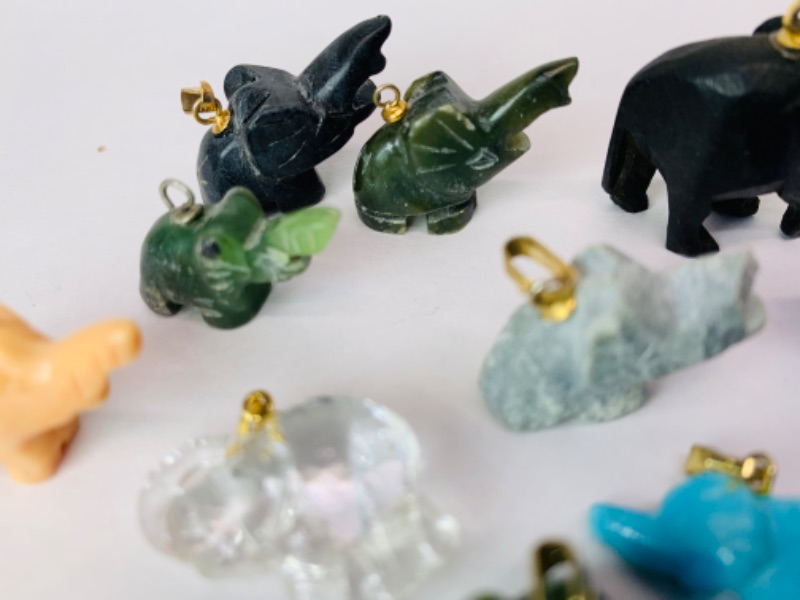 Photo 3 of 278864…11 vintage small carved elephant necklace pendants 