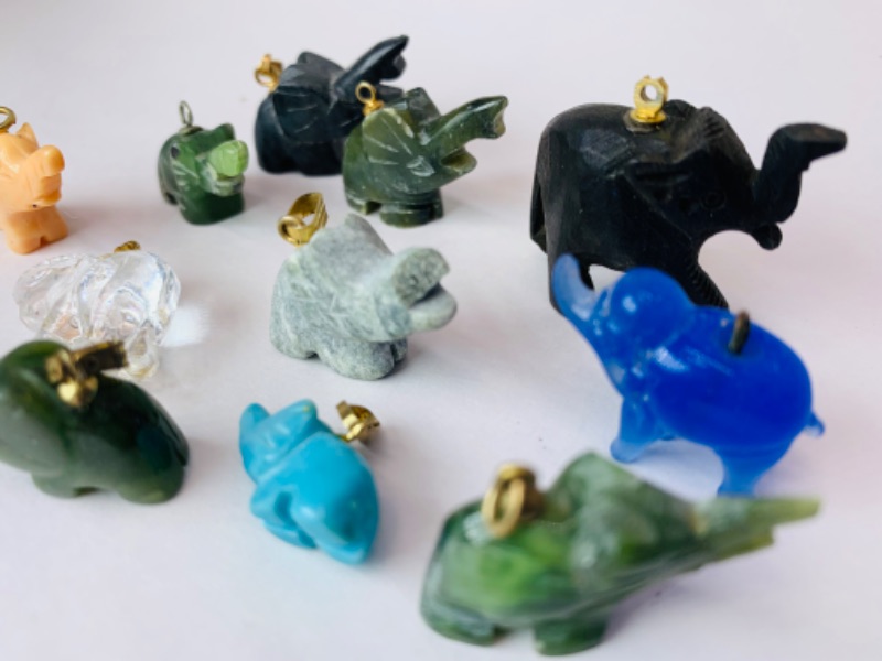 Photo 4 of 278864…11 vintage small carved elephant necklace pendants 
