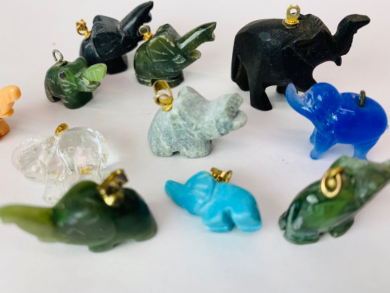 Photo 2 of 278864…11 vintage small carved elephant necklace pendants 