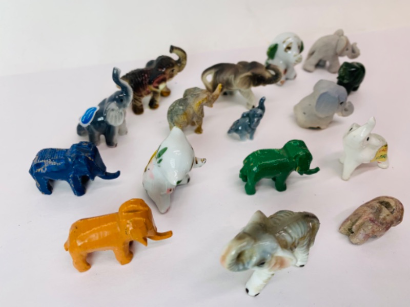 Photo 4 of 278865…16 vintage mini carved elephants 