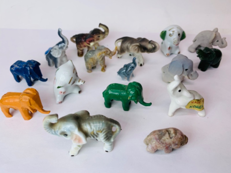 Photo 1 of 278865…16 vintage mini carved elephants 