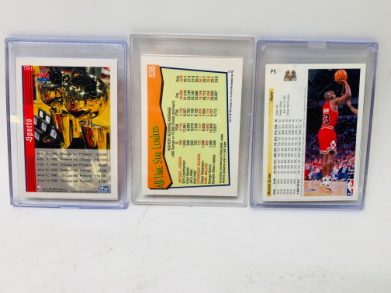 Photo 2 of 278869…3 Michael Jordan trading cards in plastic cases 