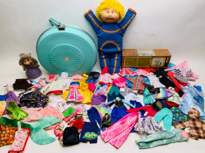 Photo 3 of 278886…vintage Barbie clothing and accessories, cabbage patch doll, and stereo console- needs a cleaning 