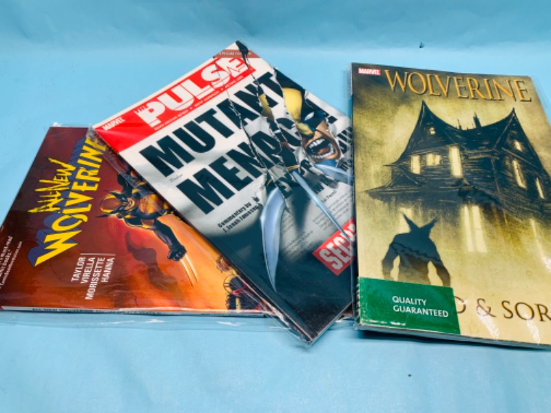 Photo 1 of 278909…3 Wolverine paperback novels in plastic sleeves 