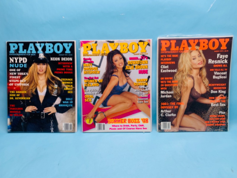 Photo 1 of .279013… adults only- 3 playboy magazines in plastic sleeves 