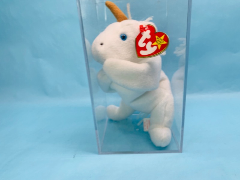 Photo 2 of 279071…ty Mystic the unicorn beanie baby with display case 