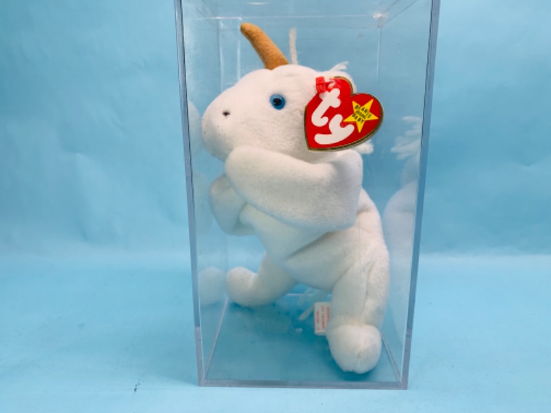 Photo 3 of 279071…ty Mystic the unicorn beanie baby with display case 