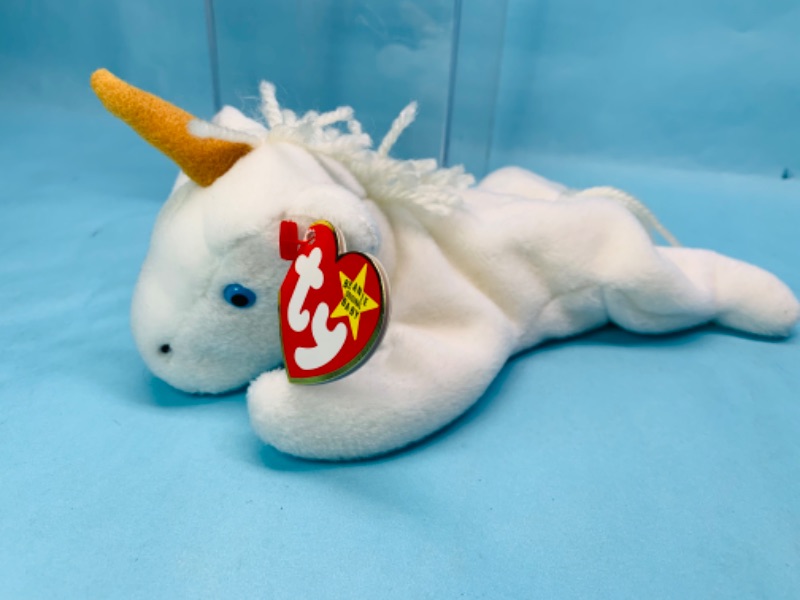 Photo 1 of 279071…ty Mystic the unicorn beanie baby with display case 