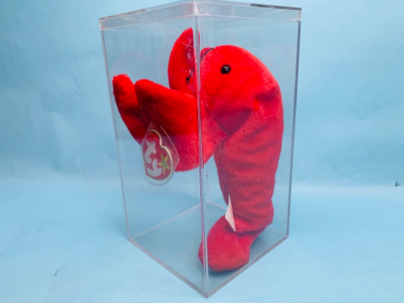 Photo 2 of 279072…ty Pinchers the lobster beanie baby with display case 