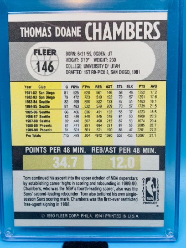 Photo 2 of 279086…fleer Tom chambers card 146 in hard plastic case 