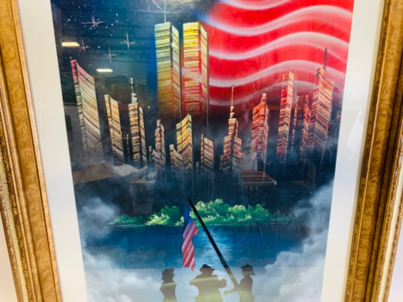 Photo 2 of 279098…23 x 29 nicely framed spray paint art of NY skyline 