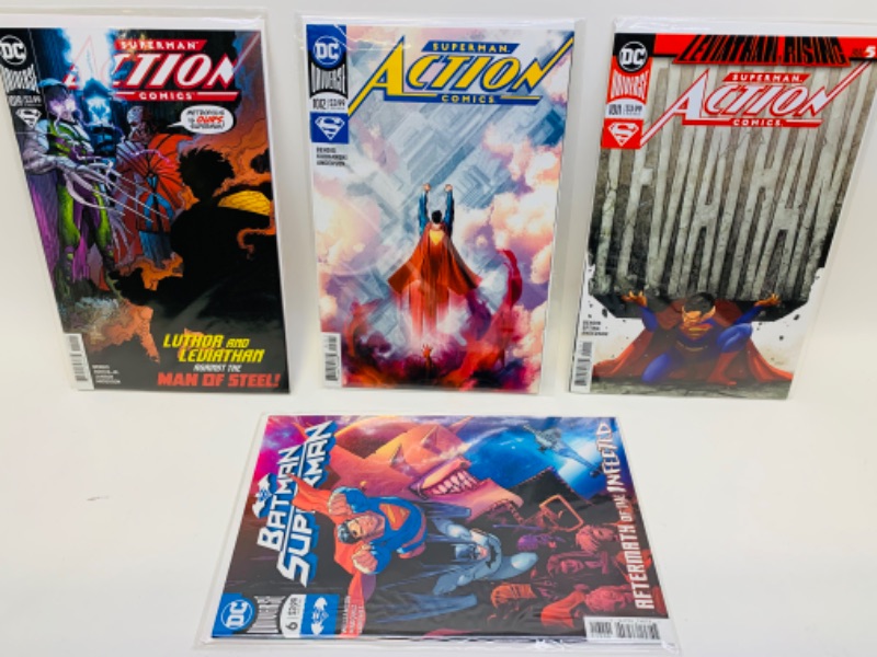 Photo 1 of 279138…4 Action comics in plastic sleeves