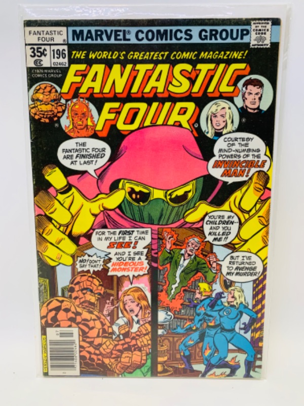 Photo 1 of 279143…vintage $.35 fantastic four comic #196 in plastic sleeve