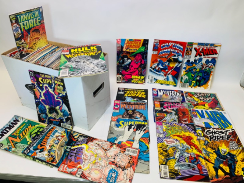 Photo 1 of 279146…150+misc unsleeved comics in comic box - many show wear or damage from age