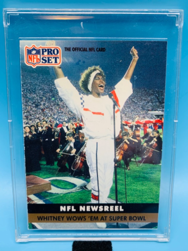 Photo 1 of 279176…pro set NFL Whitney Houston singing national anthem card in hard plastic case 