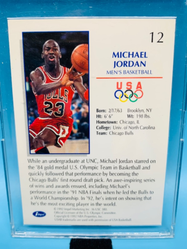 Photo 2 of 279178…Michael Jordan 1992 Olympic card 12 in hard plastic case 