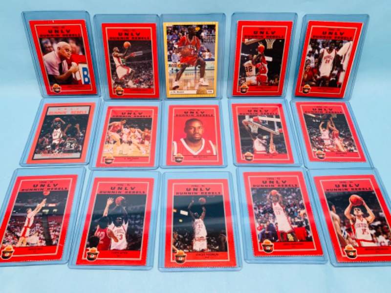 Photo 1 of 279191…15 vintage UNLV Runnin Rebels trading cards in hard plastic sleeves 