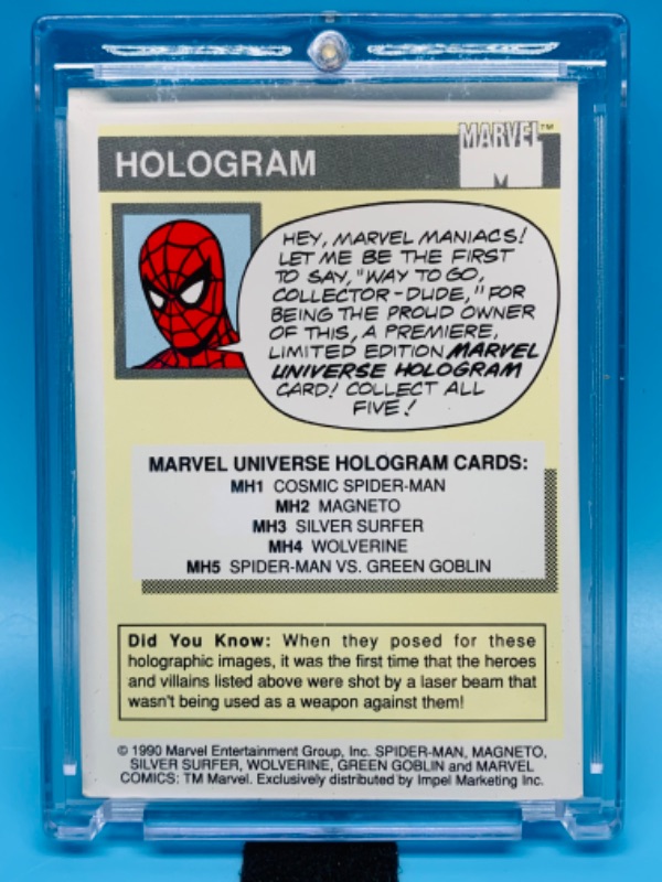 Photo 2 of 279255…marvel comics rare hologram silver surfer impel card MH3 in hard plastic case 