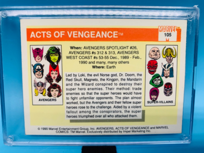 Photo 2 of 279266… Marvel comics acts of vengeance famous battles card 105 in hard plastic case