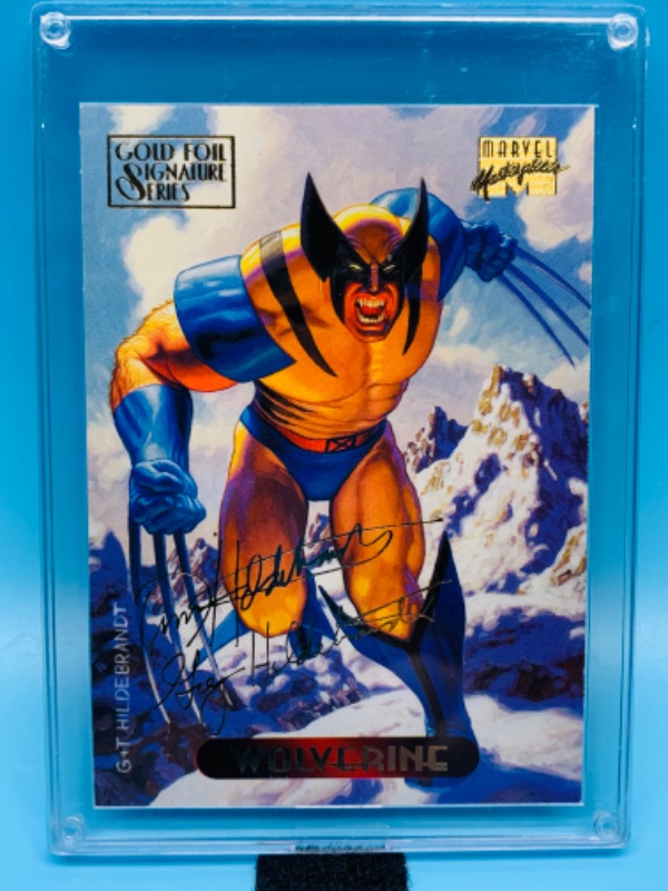 Photo 1 of 279270… Marvel masterpieces wolverine gold foil signature series card 137 in hard plastic case