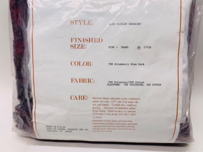 Photo 1 of 279287… vintage Stevens king size bed skirt in package 