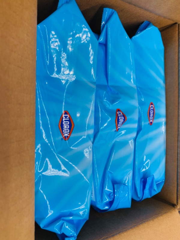 Photo 2 of 279357…225 Clorox disinfecting wipes -3 packs of 75 count per pack in box 