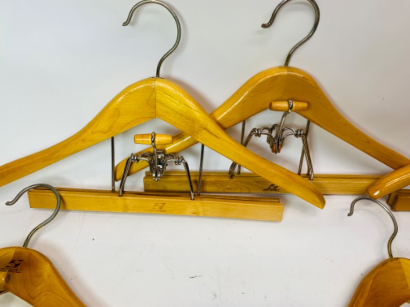 Photo 2 of 279365…10 vintage setwell high quality wood hangers with pants clips 