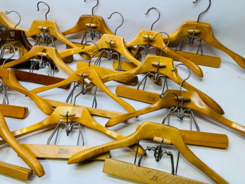 Photo 1 of 279368…17 vintage setwell high quality wood hangers with pants clips 