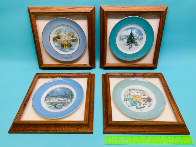 Photo 1 of 279373… 4 vintage framed Christmas plates 12 x 12 inch 