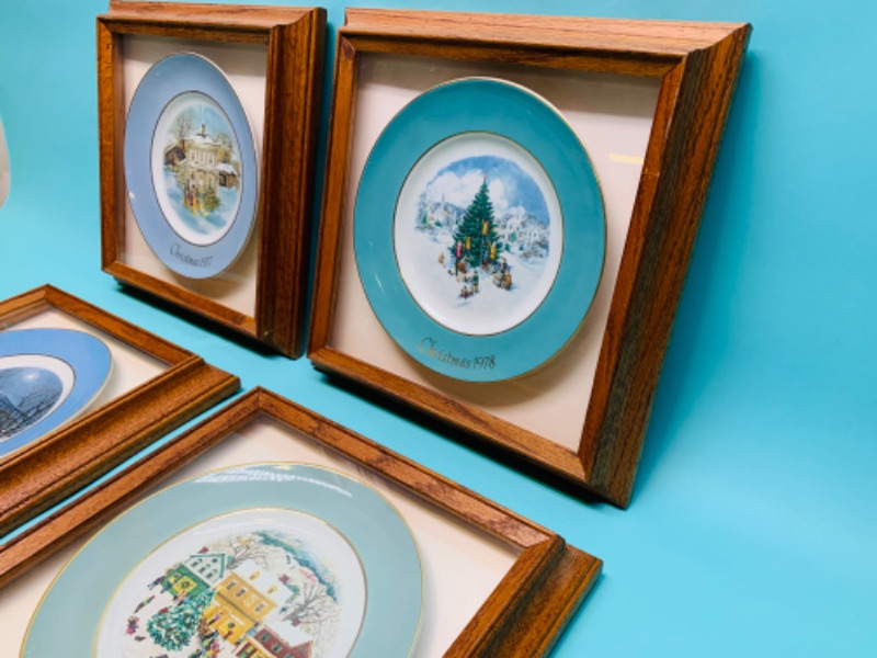 Photo 4 of 279373… 4 vintage framed Christmas plates 12 x 12 inch 