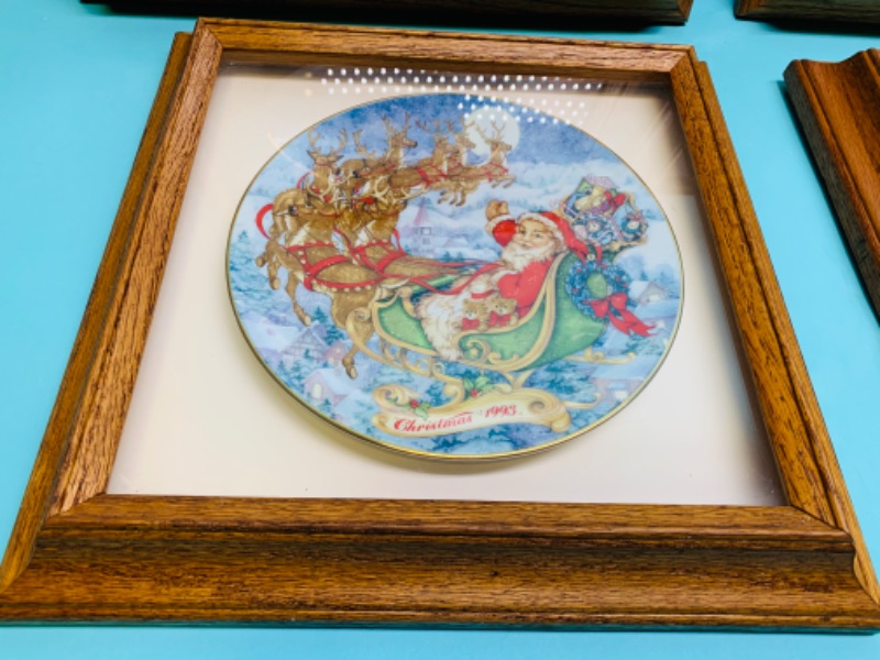 Photo 3 of 279374…6 vintage framed Christmas plates 15 x 15 and 12 x 12 inch 