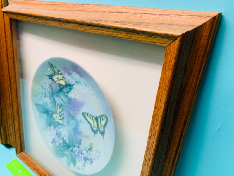 Photo 2 of 279375…2 vintage framed butterfly plates 15 x 15 inch