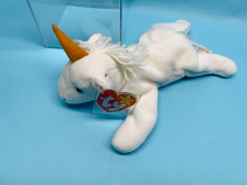 Photo 3 of 279396…ty mystic unicorn beanie baby with display case 