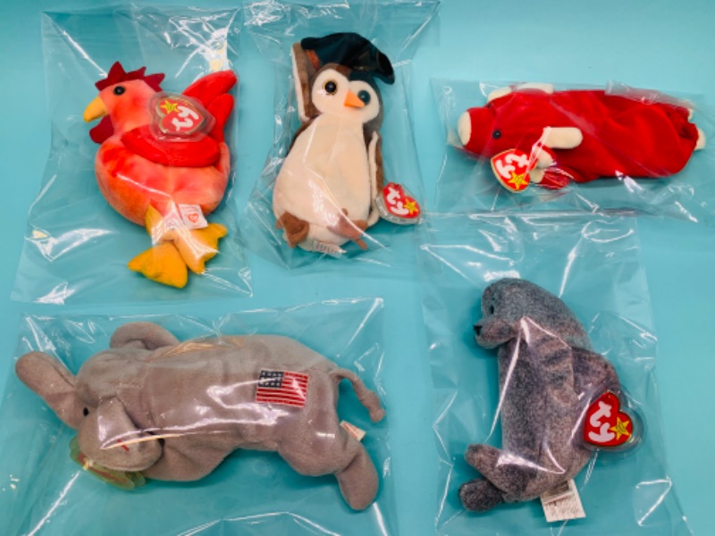 Photo 1 of 279510…5 ty beanie babies in plastic bags 