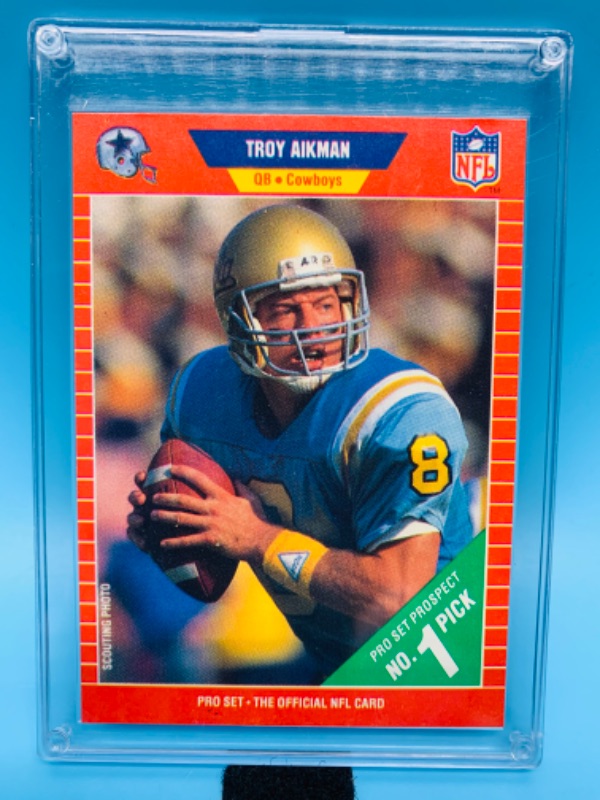 Photo 1 of 279571…pro set Troy aikman rookie card 490 in hard plastic case  1989