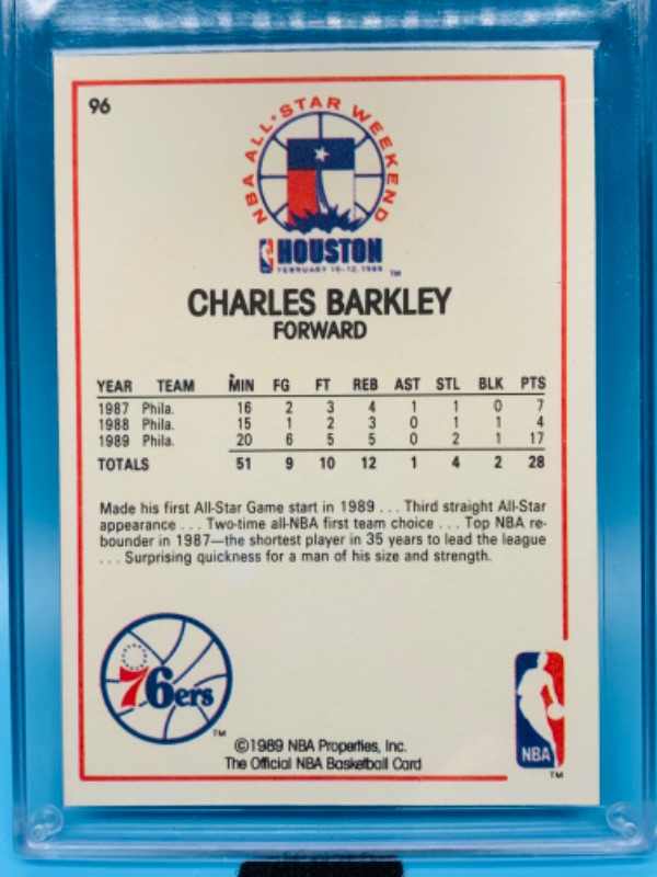Photo 2 of 279574…  nba hoops Charles Barkley  1989  all star game card 96 in hard plastic case 