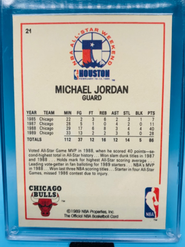 Photo 2 of 279578… nba hoops Michael Jordan 1989  all star game card 21 in hard plastic case 